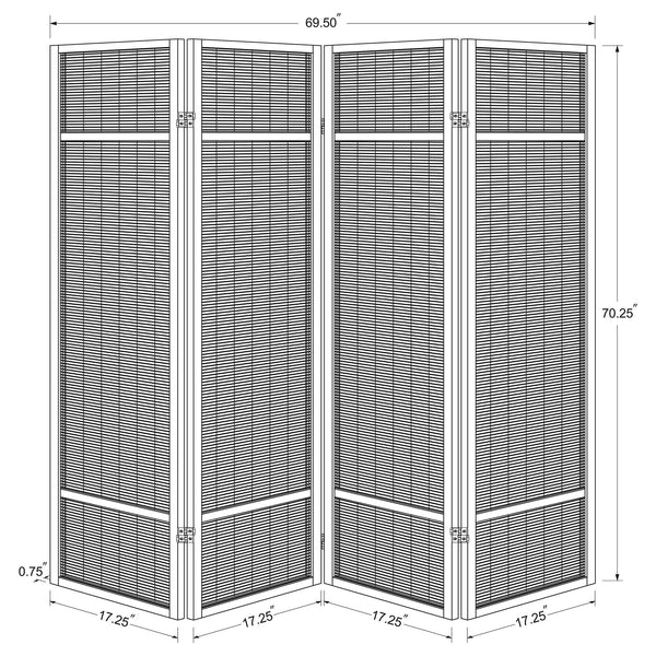 English Elm Sensei Woven Bamboo Folding Screen Fsc Pine Frame Four Panel Room Divider B062P451672