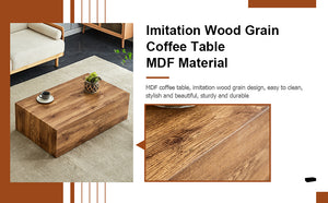 English Elm 39.3*23.6*12 Walnut Grain Mdf Low Profile Coffee Table for Modern Living Rooms Wood W1151P433605