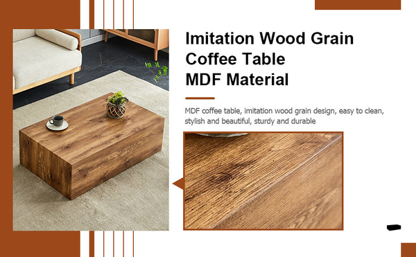 English Elm 39.3*23.6*12 Walnut Grain Mdf Low Profile Coffee Table for Modern Living Rooms Wood W1151P433605
