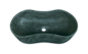 English Elm Green Natural Marble Vessel Sink - Luxurious Polished Stone For Timeless Bathroom Elegance, 23.6" X 14.2" W1696P333271
