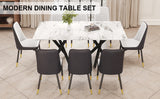 Hearth and Haven Aiden 9-Piece Dining Set with Rectangular Table and 8 Upholstered PU Chairs, Black and White W1151S00973