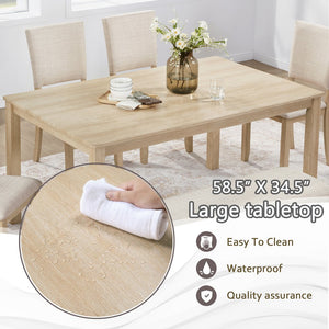 English Elm 6 Piece Rubberwood Dining Set with Bench and Linen Chairs for Transitional Kitchen W1998S00085