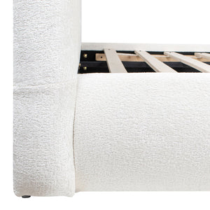English Elm Jennifer Taylor Home - Archie Puffy Grounded Upholstered Platform Bed, King Size In Almond White - Modern Comfort & Style B2719P265595