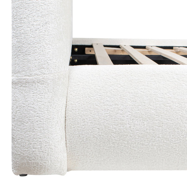 English Elm Jennifer Taylor Home - Archie Puffy Grounded Upholstered Platform Bed, King Size In Almond White - Modern Comfort & Style B2719P265595