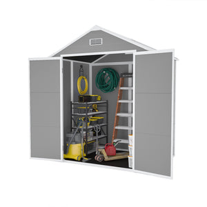 English Elm Campcraft 6x5 Ft Resin Outdoor Storage Shed with Uv Resistant Pp Panels and Lockable Door W1598S00021
