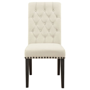 English Elm 2pc Plush Button-Tufted High Back Dining Chairs with Rolled Top, Nailhead Trim and Tapered Legs Beige,Carbon Black 42.5 L x 13 W x 19.25 H B011P311396