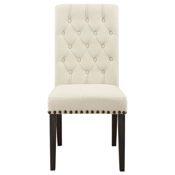 English Elm 2pc Plush Button-Tufted High Back Dining Chairs with Rolled Top, Nailhead Trim and Tapered Legs Beige,Carbon Black 42.5 L x 13 W x 19.25 H B011P311396