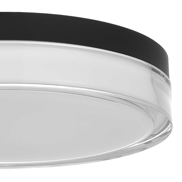 English Elm 12-inch Flush Mount Ceiling Light Dimmable Led Frosted Acrylic Matte Modern Fixture Black B370P398958