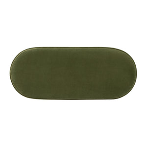 English Elm Jennifer Taylor Home - Serena 38" Oval Storage Bench Ottoman with Velvet Ruched Trim and Fringe Tassels, Spacious Seat Olive Green B2719P238474