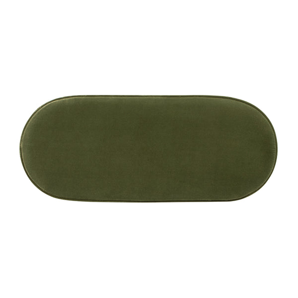 English Elm Jennifer Taylor Home - Serena 38" Oval Storage Bench Ottoman with Velvet Ruched Trim and Fringe Tassels, Spacious Seat Olive Green B2719P238474