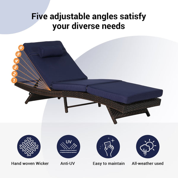 English Elm Outdoor Wicker Reclining Chair Set Of 2 - Adjustable Lounge Chairs With Cushions For Ultimate Comfort W874P264722-GIGA