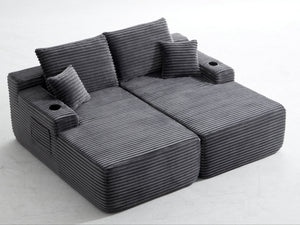 English Elm New Cloud Sectional Sofa Deep Plush Seat Double Chaise Low Profile Modern Lounge Grey W3975P475550