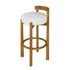 English Elm Christopher Knight Home® - Elise Elegant Wooden Low Back Barstool Set of 2 with Padded Fabric Seats, Compact Durable Design Ivory,Walnut N775P277433I
