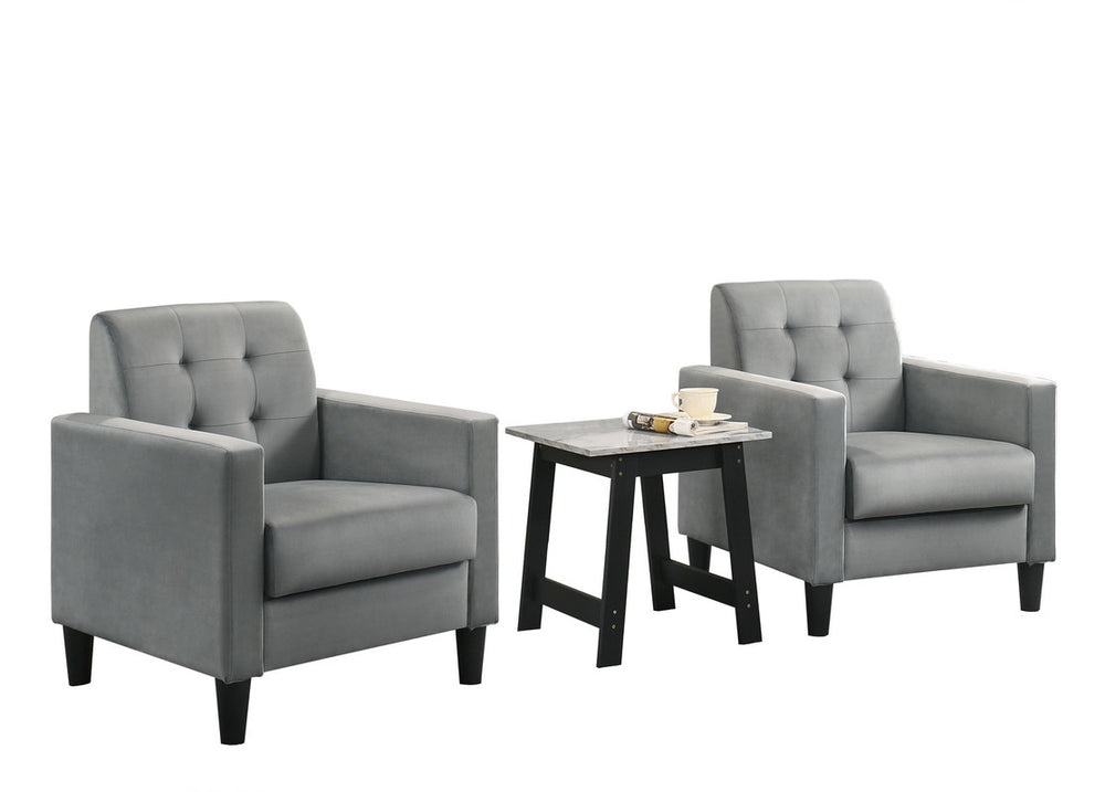 English Elm Ezio Tufted Velvet Armchair Set with Marble Effect Side Table Mid-century Living Room B2749S00343