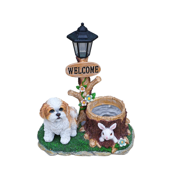 English Elm Sitting Corgi Resin Planter Sculpture Whimsical Porch Garden Decor with Succulent Cavity W5398P464240