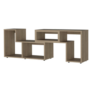 English Elm Harmony Extendable TV Stand in Beige - Adjustable Particle Board Shelves, Customizable, Easy Assembly B128S00173