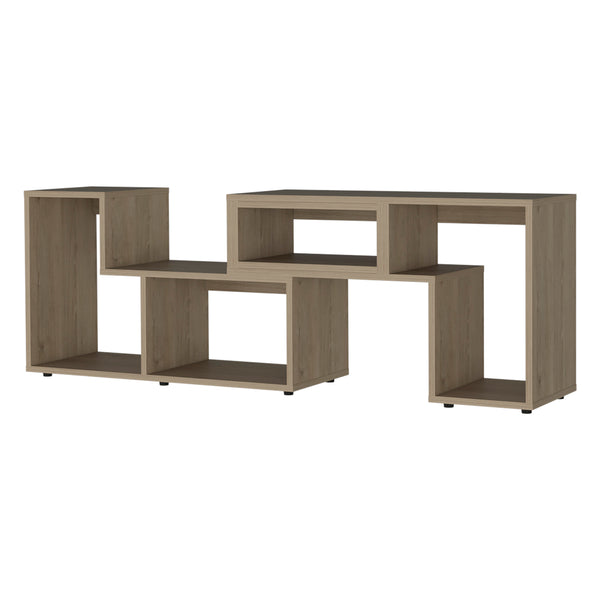 English Elm Harmony Extendable TV Stand in Beige - Adjustable Particle Board Shelves, Customizable, Easy Assembly B128S00173