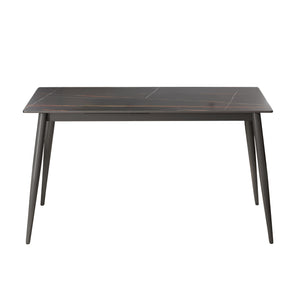 English Elm 55.12" Modern Artificial Stone Dining Table With Metal Legs - Seats 6, Stylish Minimalist Design! W1535S00501