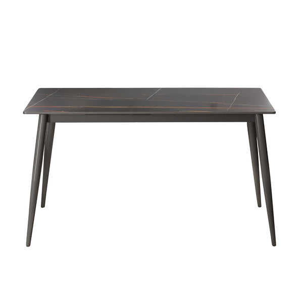 English Elm 55.12" Modern Artificial Stone Dining Table With Metal Legs - Seats 6, Stylish Minimalist Design! W1535S00501