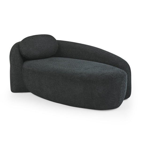 English Elm Modern Oval Boucle Lounge Chair Sculptural Integrated Armrest for Bedroom Living Room Black W487P456130