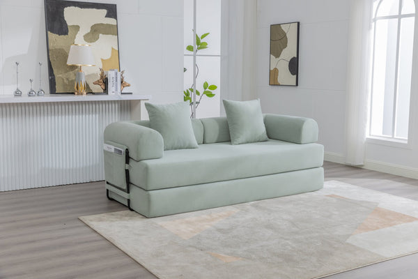 English Elm UNITED modular foldable sofa with metal frame, corduroy upholstery, side pocket & quick assembly convenience Mint Blue W1568P375643