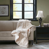 Madison Park Parker Casual Oversized Plush Down Alternative Filled Throw BASI50-0429 Ivory