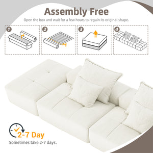 English Elm Modern Oversized Modular Sectional Sofa With Ottomans & Pillows - No Assembly, Soft Chenille Comfort W1885S00061