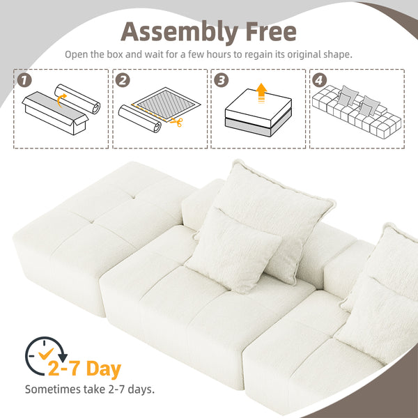 English Elm Modern Oversized Modular Sectional Sofa With Ottomans & Pillows - No Assembly, Soft Chenille Comfort W1885S00061