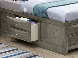 English Elm Stylish Twin Bed With Sleek Gray Finish & Built-In Storage For Modern, Space-Saving Bedrooms B078S00188-GIGA