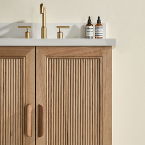 English Elm Fully Assembled 30" Light Coffee Bathroom Vanity With Solid Wood, Engineered Top & Soft-Close Drawers W1826P343423