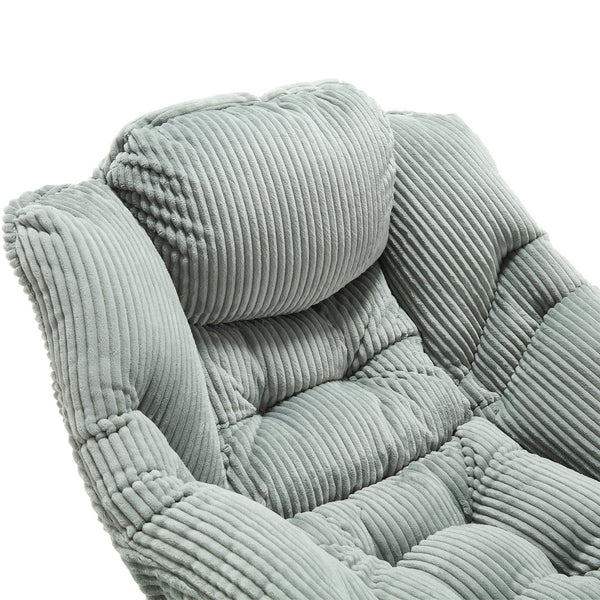 English Elm Lazy Chair Plush Ottoman Lounge Chair with Ergonomic Back, Side Pocket, Steel Frame Comfort Light Green W640P271556