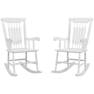 English Elm Outsunny Classic Wooden Rocking Chairs Set Of 2 - High Back, Durable Design For Patio & Garden Relaxation W2225P217106-GIGA