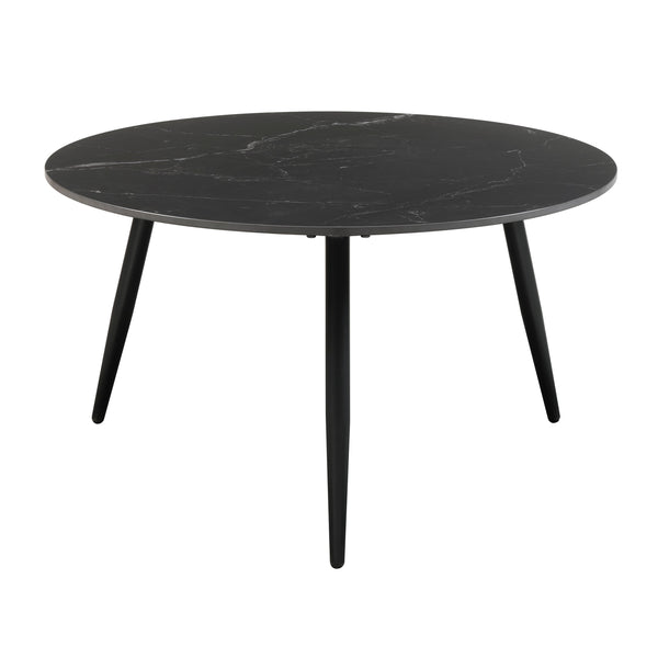 English Elm Modern Nesting Cocktail Tables 3-Piece Occasional Set with Sintered Stone Tops and Metal Legs, Compact Stylish Design Black 35 L x 35 W x 5.5 H B011P232142