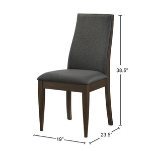 English Elm Set Of 2 Contemporary Grey Upholstered Dining Chairs With Dark Walnut Finish For Modern Spaces B016P225492-GIGA