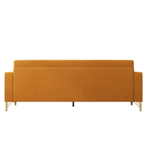 English Elm FX-P18-OR(SOFA)Luxury Velvet 3-Seat Sofa with Gold Legs, Vertical Stitching, Plush Foam & Removable Cushions W57649842