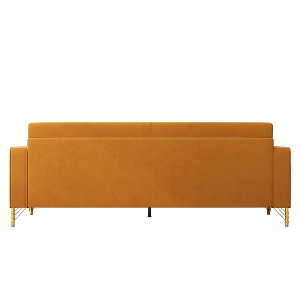 English Elm FX-P18-OR(SOFA)Luxury Velvet 3-Seat Sofa with Gold Legs, Vertical Stitching, Plush Foam & Removable Cushions W57649842
