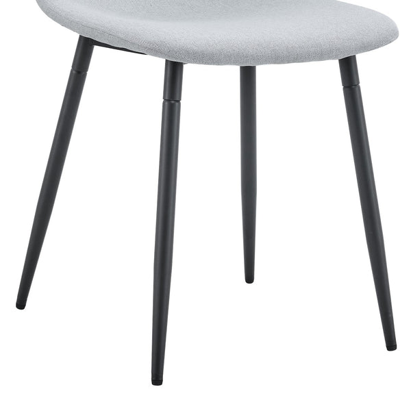 English Elm Table Dining Set - 67” Black Wood Grain Table With 6 Light Gray Linen-Cotton Chairs For Modern Homes W1151S04158-GIGA