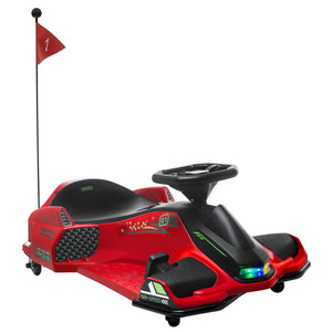 English Elm Aosom Kids Battery Powered Drift Kart with Led Lights Music and Slow Start Feature W2225P217181