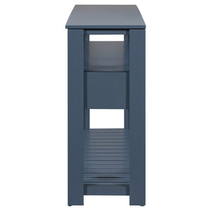 English Elm U_style Wide Painted Console Table Four Drawers Open Shelves Foyer Living Room Navy Blue N711P410406V