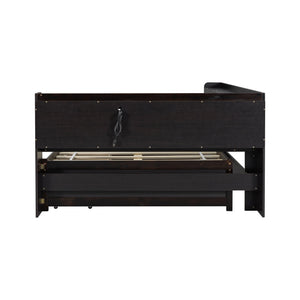 English Elm Full Size L-Shaped Bed With Bookcases, Usb Ports & Storage Drawers - Smart Space-Saving Solution! W504S00220