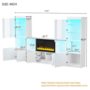 English Elm On-Trend Modern Tv Stand With 34.2" Electric Fireplace & Led Lights – Stylish Media Console For 75" Tvs N721S000043K-GIGA