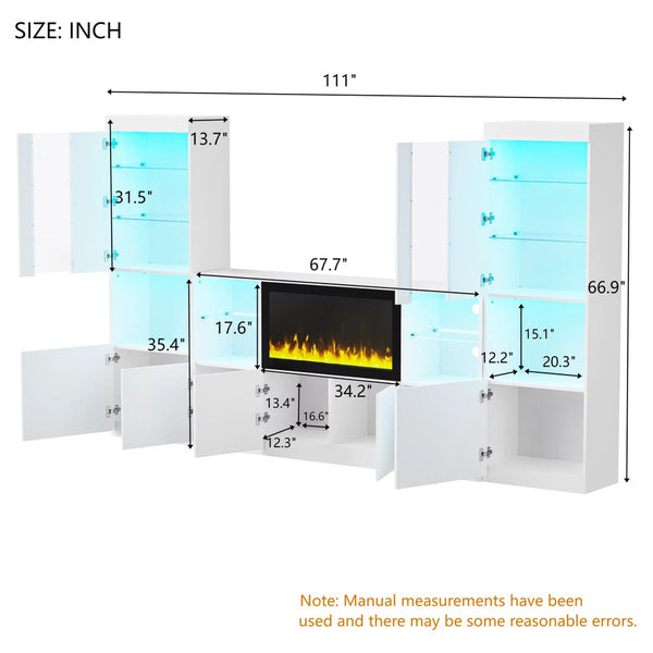 English Elm On-Trend Modern Tv Stand With 34.2" Electric Fireplace & Led Lights – Stylish Media Console For 75" Tvs N721S000043K-GIGA