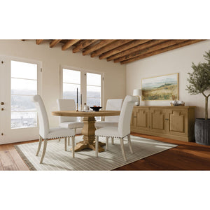 English Elm Rhea Rustic Honey Round Wood Dining Table with Solid Pine & Mahogany, Vintage Charm, Sturdy Elegance B062S00675