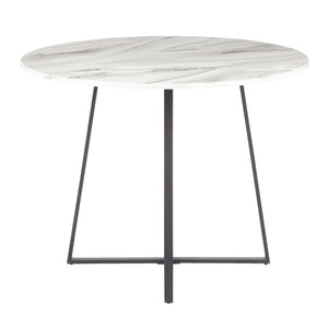 English Elm Cosmo Round Dining Table With White Marble Top & Black Metal Base – Modern Elegance For Your Home B202S01109