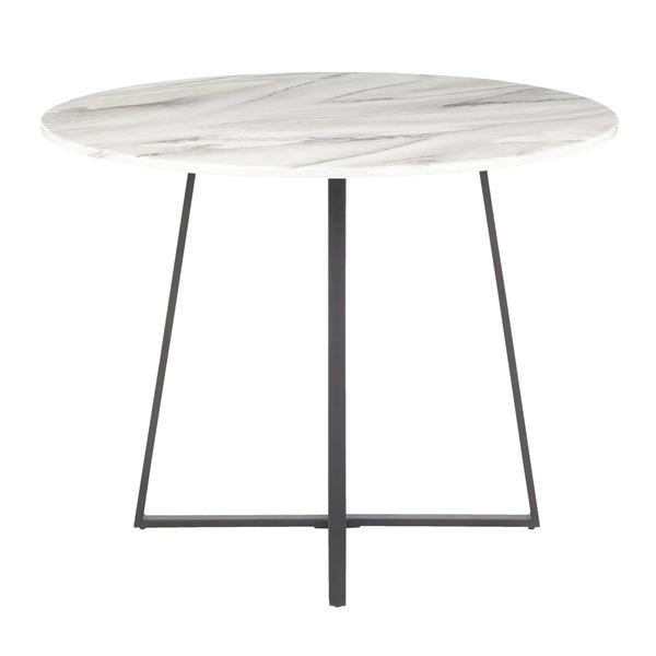 English Elm Cosmo Round Dining Table With White Marble Top & Black Metal Base – Modern Elegance For Your Home B202S01109