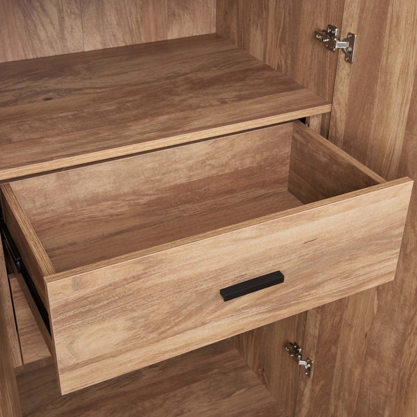 English Elm Lee 32" Golden Brown Wardrobe Closet - Stylish Storage Solution With Adjustable Shelves & Drawers B365S00127