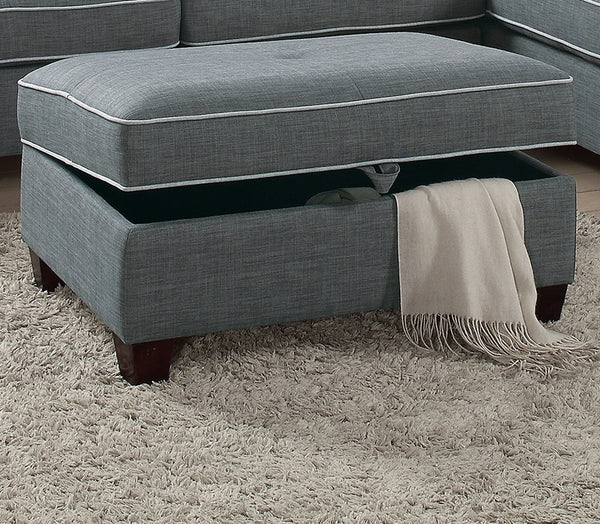 English Elm Beautiful 3-pcs Sectional Sofa with Reversible Chaise and Storage Ottoman Plush Summer Hues Comfort Steel Gray 76 L x 35 W x 16 H B011S01054