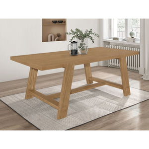 English Elm Gavilon Brown Rectangular Trestle Base Dining Table — Modern Farmhouse Wood Dining Table, 83.75" L B062S01221