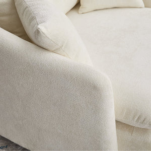 English Elm 360° 360 Swivel Oversized Chenille Armchair with Pocket Spring Seat and Three Throw Pillows Beige W1361S00094