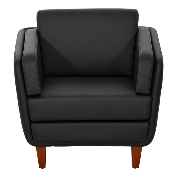 OSP Home Furnishings Club Chair Faux Leather Accent Seat with Cherry Wood Legs for Office or Lounge Spaces SL59401-U65